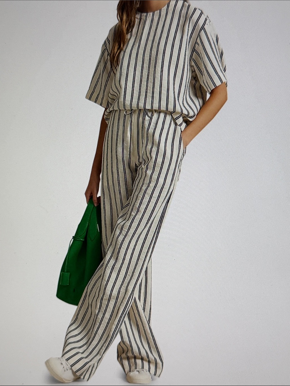NWT Polo by Ralph Lauren White and Black Striped Two-Piece Set Size S
